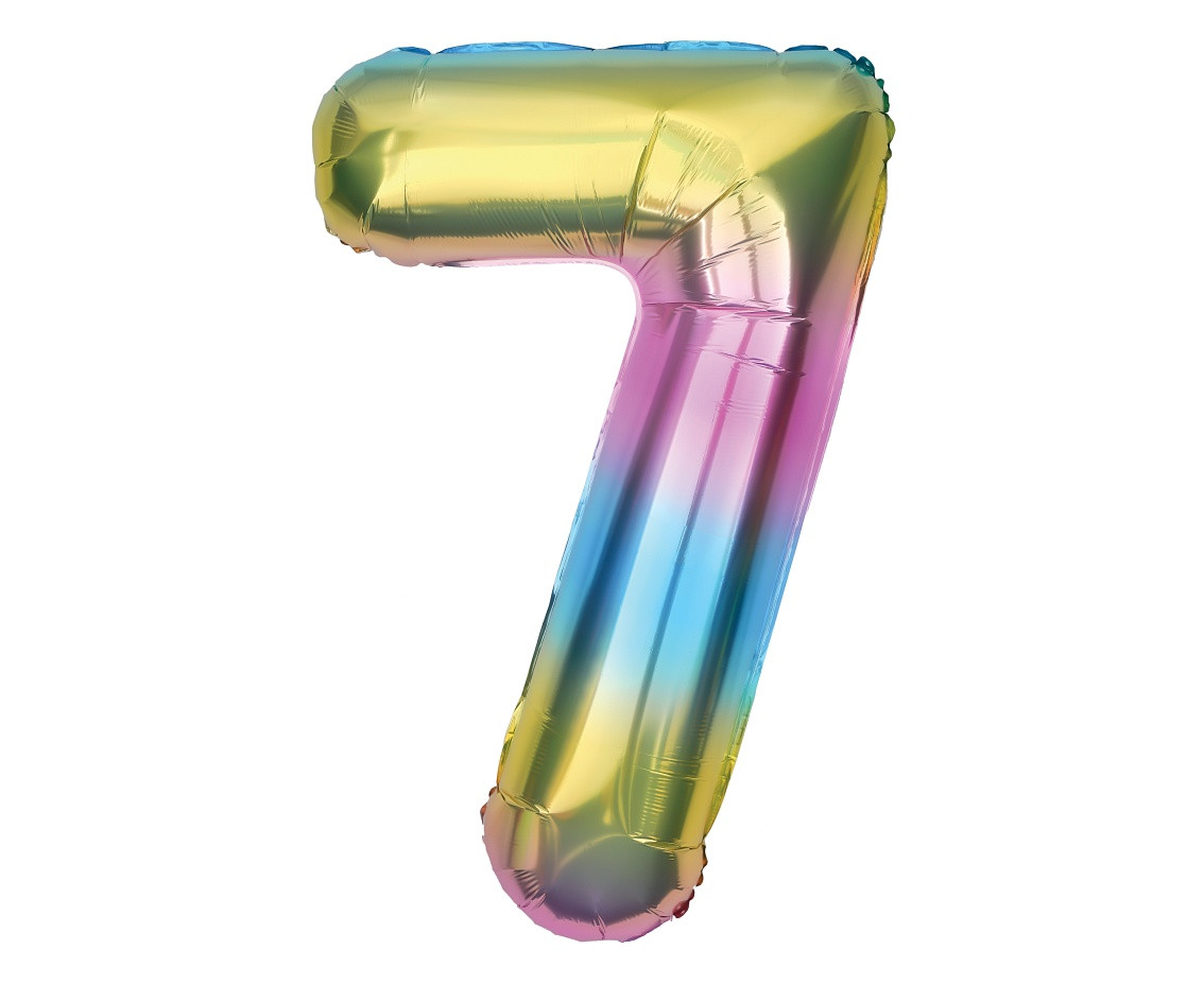 Foil balloon number 7, rainbow, 85 cm